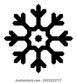 Schneeflocken-Symbol, schwarze Farbe, Vektorgrafik, flach