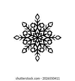 Snowflake icon. Black contour linear sketch silhouette. Vector simple flat graphic hand drawn illustration. The isolated object on a white background. Isolate.