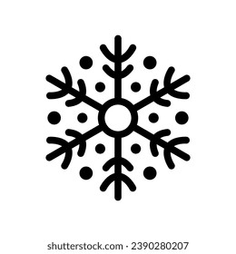 Snowflake icon. Black contour linear silhouette. Front view. Vector simple flat graphic illustration. Isolated object on a white background. Isolate.