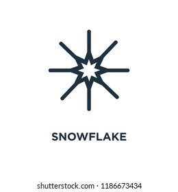 Snowflake icon. Black filled vector illustration. Snowflake symbol on white background. Can be used in web and mobile.