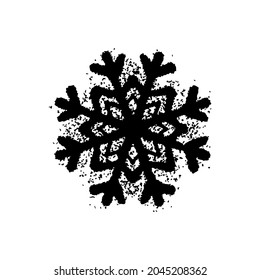 Icono de copo de nieve. Silueta de esbozo lineal de la tinta negra. Dibujo gráfico plano vectorial simple a mano. Objeto aislado sobre un fondo blanco. Aislar.