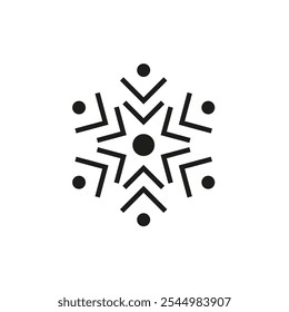 Icono de copo de nieve. Copo de nieve negro aislado sobre fondo blanco. Nieve fría. Contorno de silueta de cristal congelado. Escamas para el diseño de impresión de invierno. Linda estrella. Simple congelación de la forma del símbolo. Ilustración vectorial
