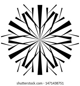Snowflake icon in black on white background. Element for design on winter themes in the style of hand-drawing. Stylized snow for christmas background, texture.