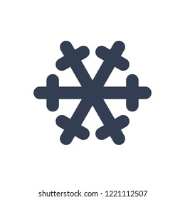 Snowflake icon. Black silhouette snow flake sign, isolated on white background. Flat design. Symbol of winter, frozen, Christmas, New Year holiday. Graphic element decoration Vector illustration