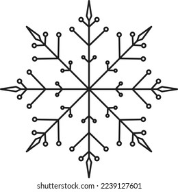 Snowflake icon. Black silhouette snow flake sign, isolated on white background. 
Flat design. Symbol of winter, frozen, Christmas, 
New Year holiday. Graphic element decoration. Vector illustration