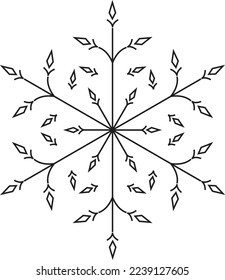 Snowflake icon. Black silhouette snow flake sign, isolated on white background. 
Flat design. Symbol of winter, frozen, Christmas, 
New Year holiday. Graphic element decoration. Vector illustration