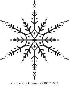 Snowflake icon. Black silhouette snow flake sign, isolated on white background. 
Flat design. Symbol of winter, frozen, Christmas, 
New Year holiday. Graphic element decoration. Vector illustration