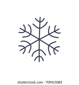 Snowflake icon. Black silhouette snow flake sign, isolated on white background. design. Symbol of winter, frozen, Christmas, New Year holiday. Graphic element decoration. Vector illustration