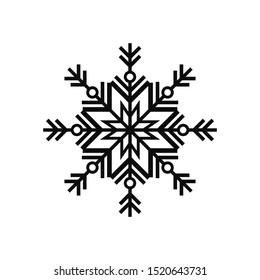 Snowflake icon. Black silhouette. Vector drawing. Isolated object on a white background. Isolate.