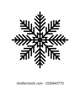 Snowflake icon. Black silhouette. Vector drawing. Isolated object on a white background. Isolate.