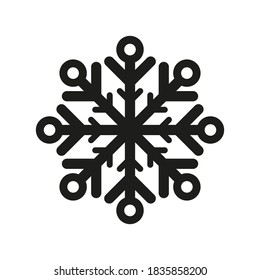 Schneeflocken-Symbol. Schwarze Silhouette. Vektorgrafik-Flachbild-Illustration. Das einzelne Objekt auf weißem Hintergrund. Isolieren.