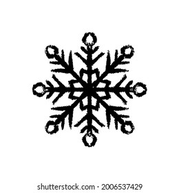 Schneeflocken-Symbol. Schwarze Silhouette. Vektorgrafik einfache flache, handgezeichnete Illustration. Das einzelne Objekt auf weißem Hintergrund. Isolieren.