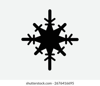 Snowflake Icon Black Snow Flake Ice Símbolo gráfico Temporada de invierno Viejo Clima helado Navidades Festiva Frost Frostbite Frozen Snowing Sign