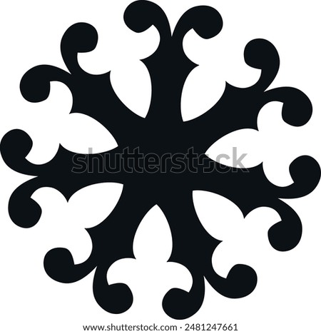 Snowflake icon. Black Snowflake. Snowflake template. Snow winter. Snowflake vector icon. Flat snow icons, silhouette. Nice element for Christmas banner, cards. New year ornament 