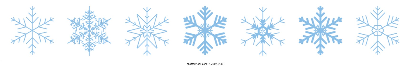 Icono de copo de nieve Ice Azul Símbolo de invierno de cristal de hielo azul Variaciones de signo de Navidad