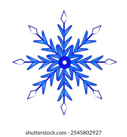 Ícone de floco de neve. Floco de neve azul isolado em fundo branco. Símbolo de neve. Ilustração vetorial de design de elemento de inverno.