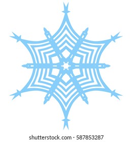 Snowflake Icon. Blue on white.
