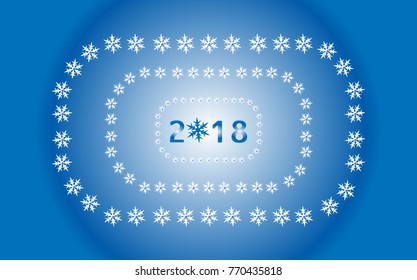 Snowflake icon blue on white winter background.