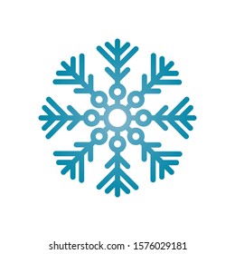 Snowflake icon. Blue silhouette. Vector drawing. Isolated object on a white background. Isolate.