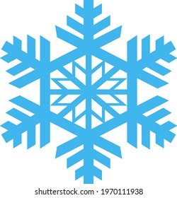 Snowflake icon. Blue snowflake vector illustration on transparent background.