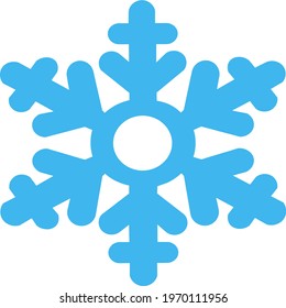 Snowflake icon. Blue snowflake vector illustration on transparent background.