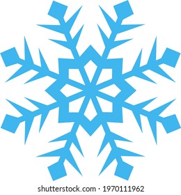 Snowflake icon. Blue snowflake vector illustration on transparent background.