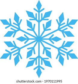 Snowflake icon. Blue snowflake vector illustration on transparent background.