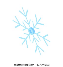 Snowflake icon in cartoon style isolated on white background. New year symbol