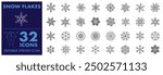Snowflake Icon Christmas Pattern. Merry Christmas snow flake pattern design, Editable Stroke Icon. Simple black line icons snow, Seamless snowflake vector set Icons.