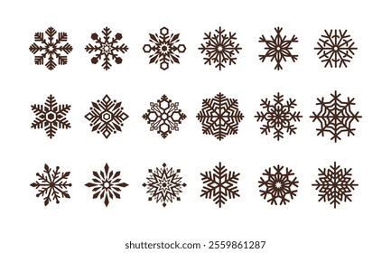 Snowflake Icon Christmas Pattern. Merry Christmas snow flake pattern design, Editable Stroke Icon. Seamless snowflake vector set Icons.
