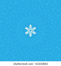 Snowflake icon and Christmas icon set pattern circle shape isolated transparency on blue color background