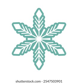 Snowflake icon. Christmas winter graphic. Seasonal illustration, flat design. Vector isolated on white Christmas or New Year icon.