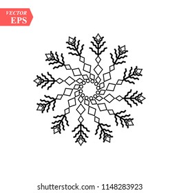 Snowflake icon. Christmas and winter theme. Simple flat black illustration on white background.