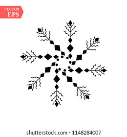 Snowflake icon. Christmas and winter theme. Simple flat black illustration on white background.
