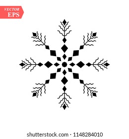 Snowflake icon. Christmas and winter theme. Simple flat black illustration on white background.