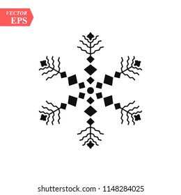 Snowflake icon. Christmas and winter theme. Simple flat black illustration on white background.