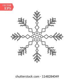 Snowflake icon. Christmas and winter theme. Simple flat black illustration on white background.