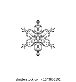 Snowflake icon. Christmas and winter theme. Simple outline illustration