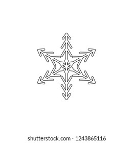Snowflake icon. Christmas and winter theme. Simple outline illustration