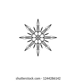Snowflake icon. Christmas and winter theme. Simple flat black illustration