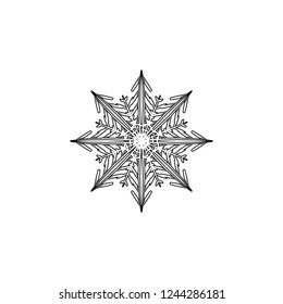 Snowflake icon. Christmas and winter theme. Simple flat black illustration