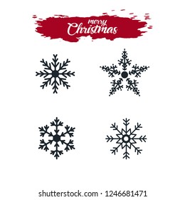 Snowflake icon. Christmas and winter theme. Flat black illustration on white background