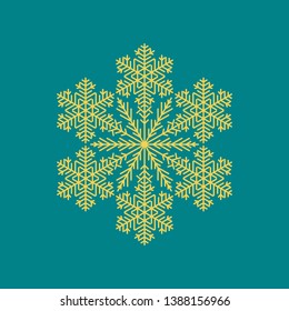 Snowflake icon. Christmas and winter theme. Simple flat illustration on background.
