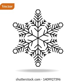 Snowflake icon. Christmas and winter theme. Simple flat black illustration on white background