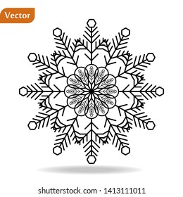 Snowflake icon. Christmas and winter theme. Simple flat black illustration on white background. eps10