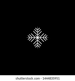 Snowflake icon. Christmas and winter theme. Simple white illustration on black background.