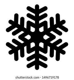 Snowflake icon. Christmas and winter theme. Simple flat black illustration with rounded corners on white background.