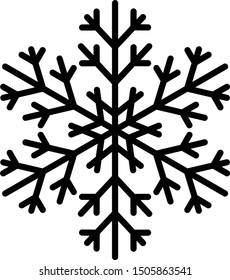 Snowflake icon. Christmas and winter theme. Simple flat black illustration on white background.