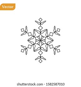Snowflake icon. Christmas and winter theme. Simple flat vlack outline on white background.