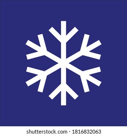 Snowflake icon. Christmas and winter theme. Simple flat white snowflake illustration on blue background.